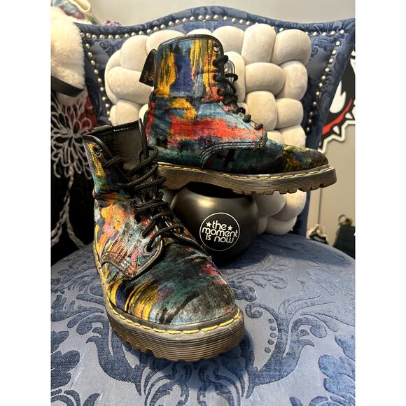Dr Martens Rainbow Velvet Multicolor Boots Size 7/EU 38 - Picture 1 of 6